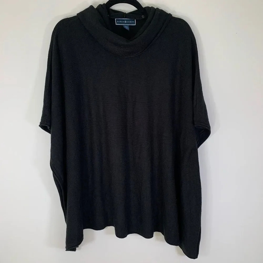 Karen Scott Sweater Women’s Small / Medium Black Cowl Neck Removable Neck